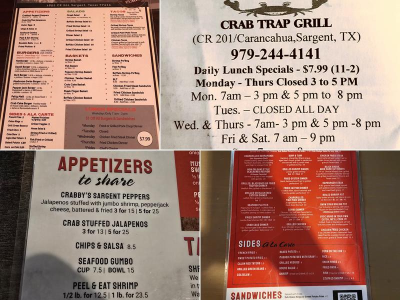 The Crab Trap Grill Menu