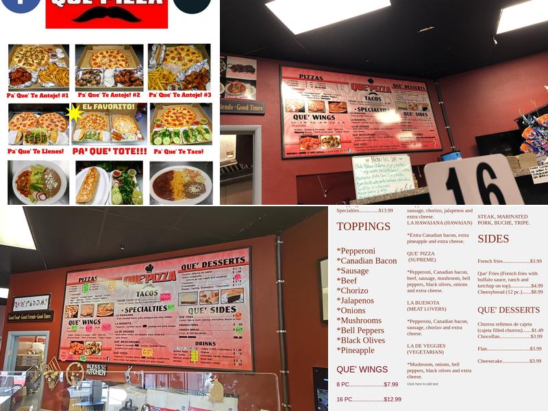 Que' Pizza Menu