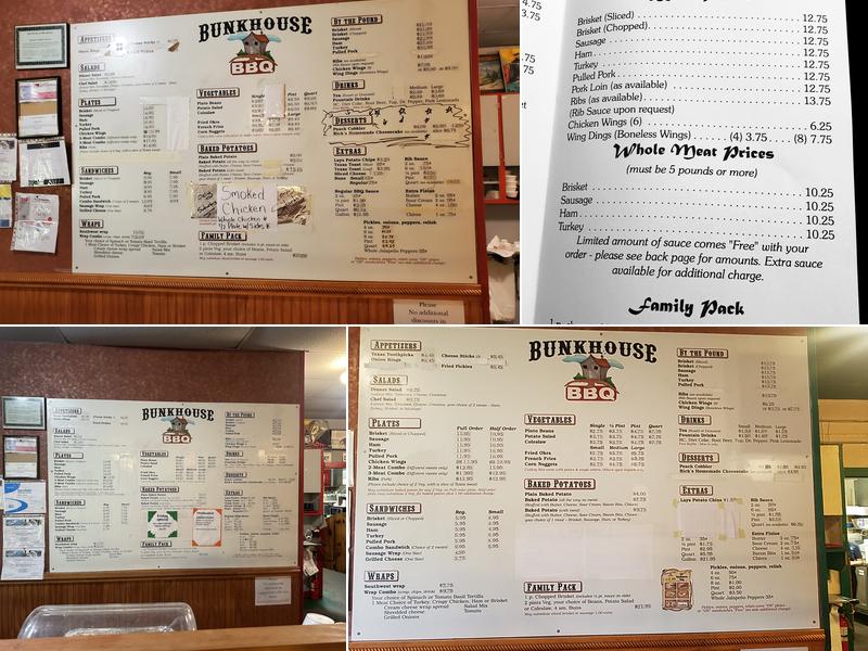 Bunkhouse Barbeque Menu