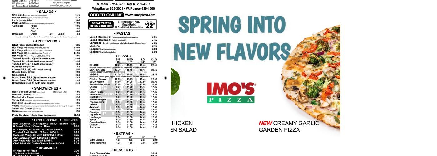 Imo's Pizza Menu