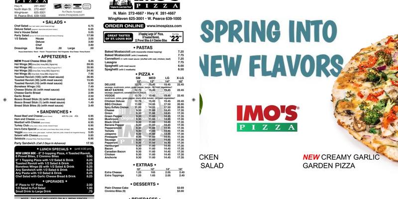 Imo's Pizza Menu