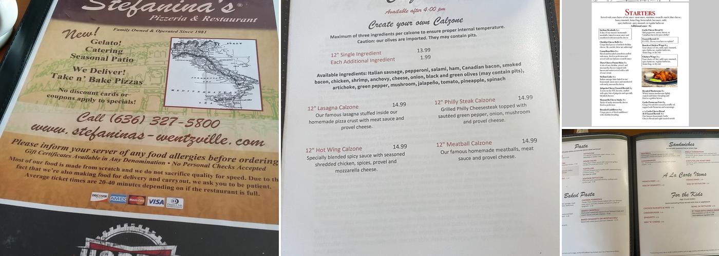 Stefanina's Pizzeria Menu