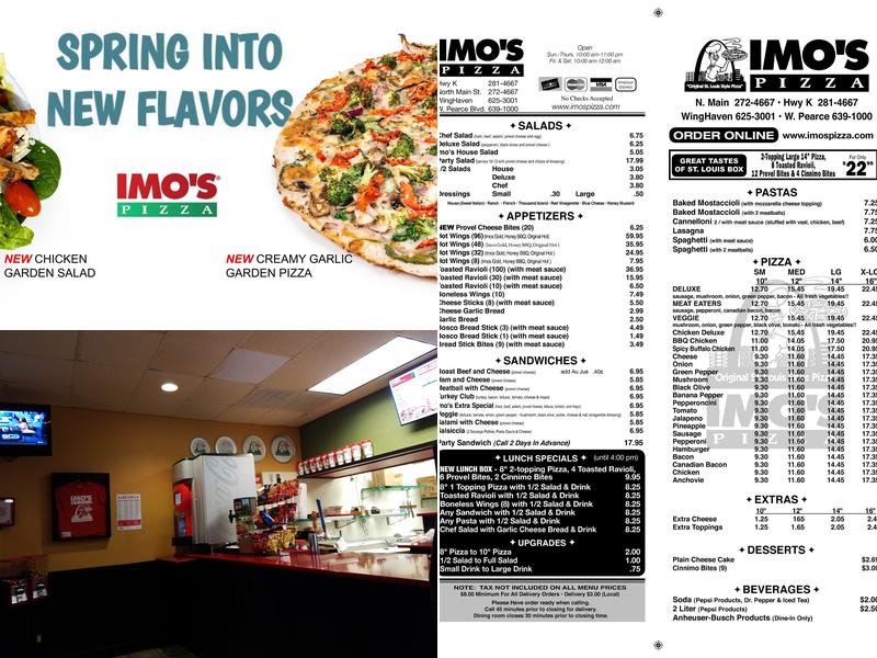 Imo's Pizza Menu