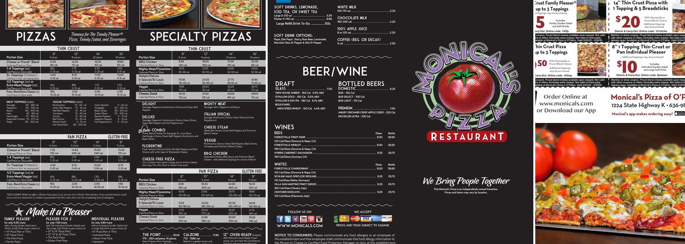 Monical's Pizza Menu
