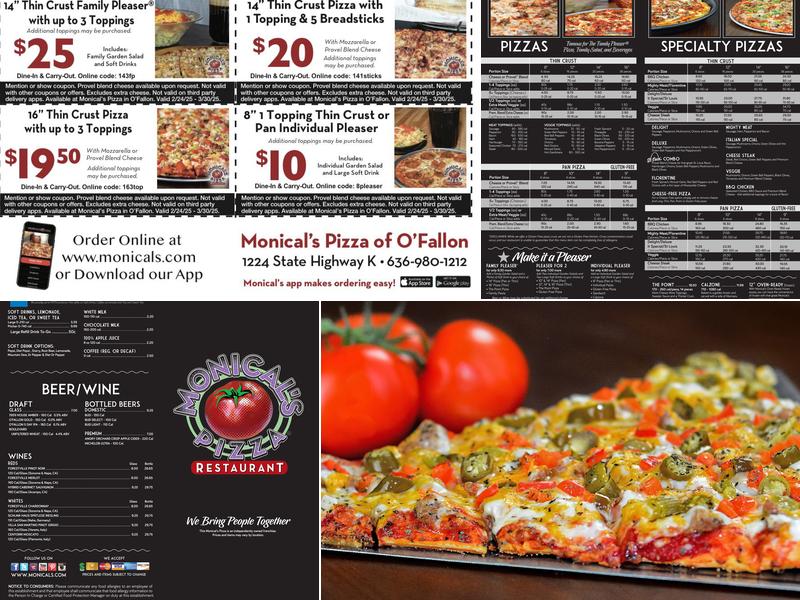 Monical's Pizza Menu