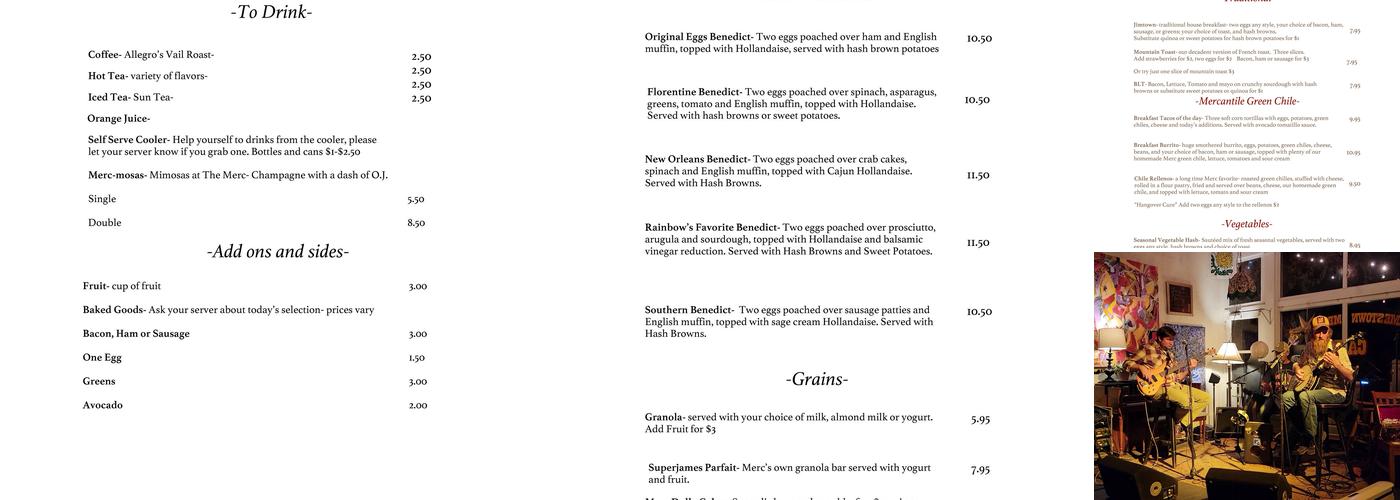Jamestown Mercantile Menu