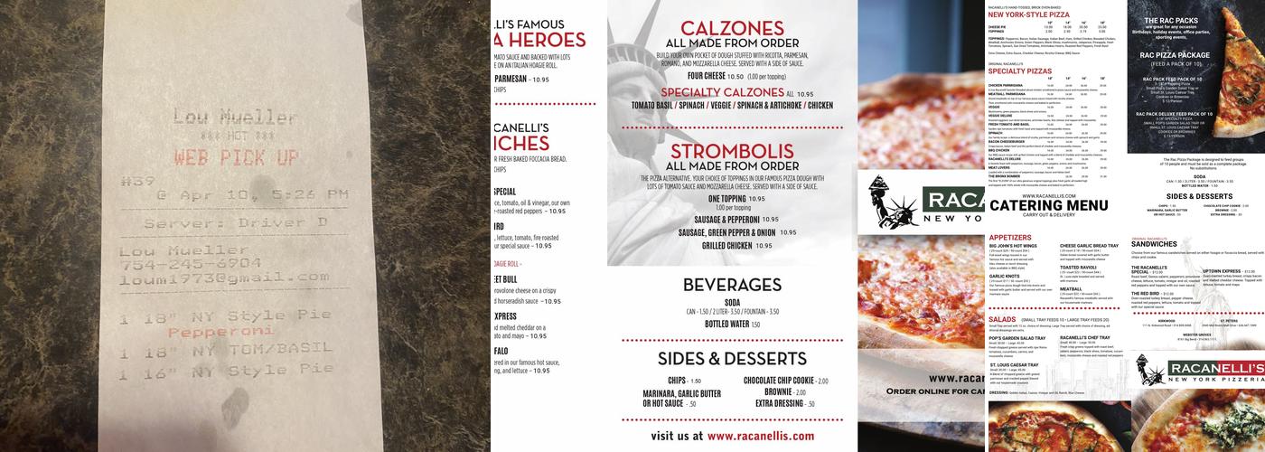 Racanelli's Pizza Menu