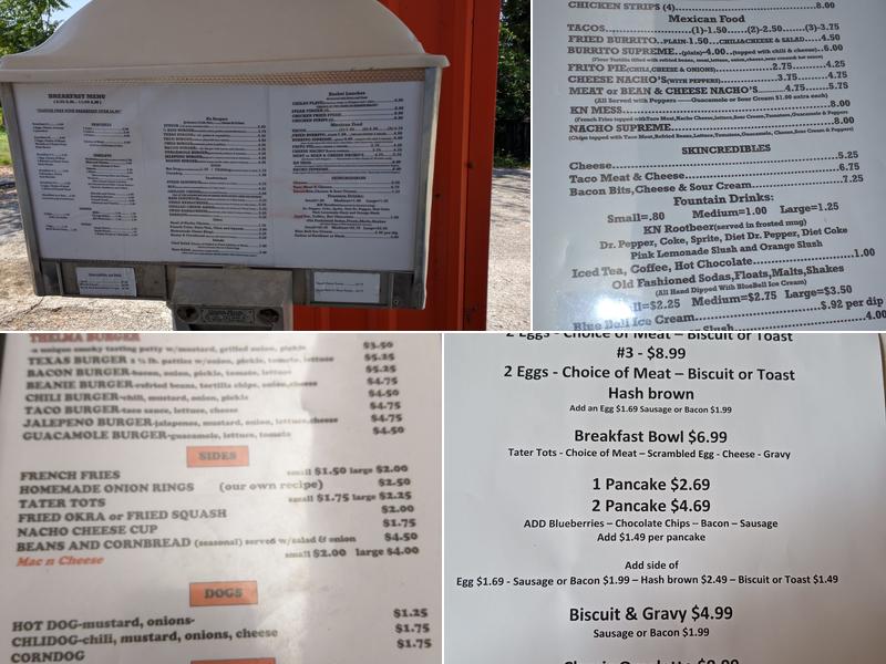 K N Root Beer Drive In Menu