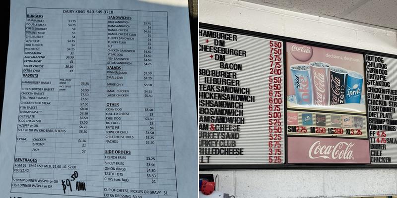 Dairy King Menu