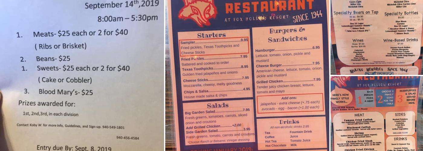 Hungry Fox Restaurant Menu