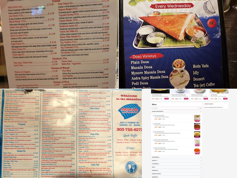 Masalaa Restaurant Menu