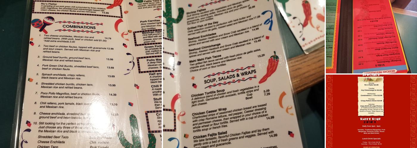 Senor Ric's Mexican Restaurant Menu