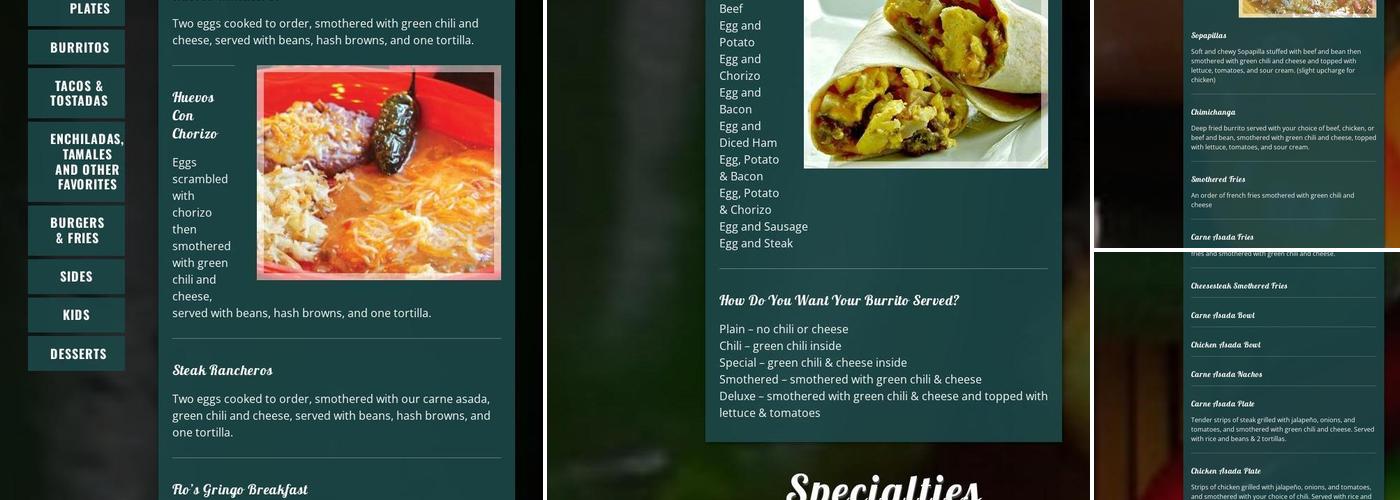 El Chubby's Mexican Restaurant Menu