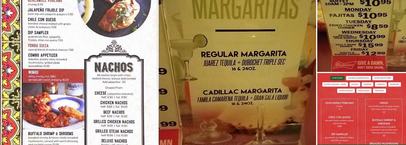 Ruiz Castillo Mexican Restaurant Menu