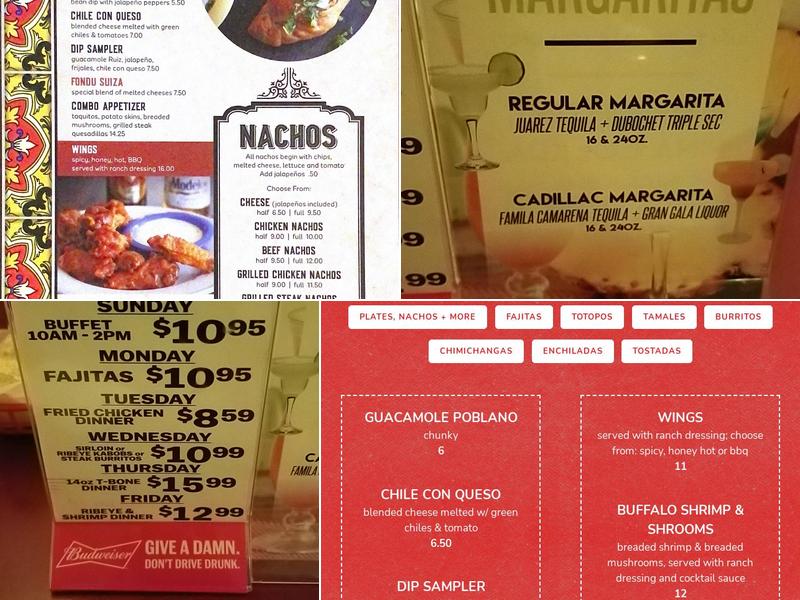 Ruiz Castillo Mexican Restaurant Menu