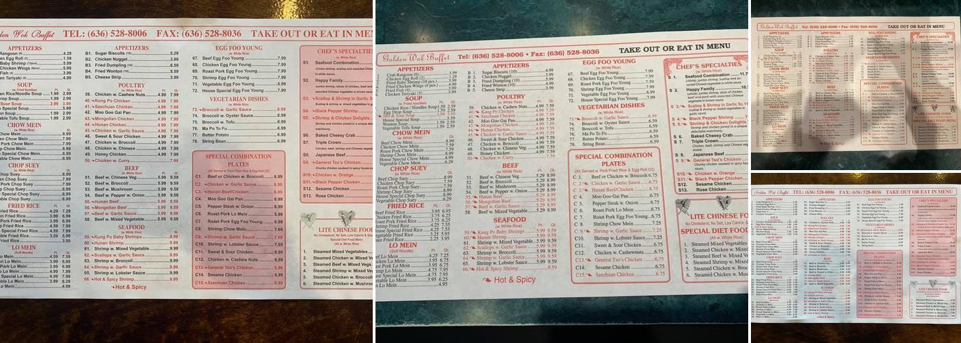 Golden Wok Buffet Menu