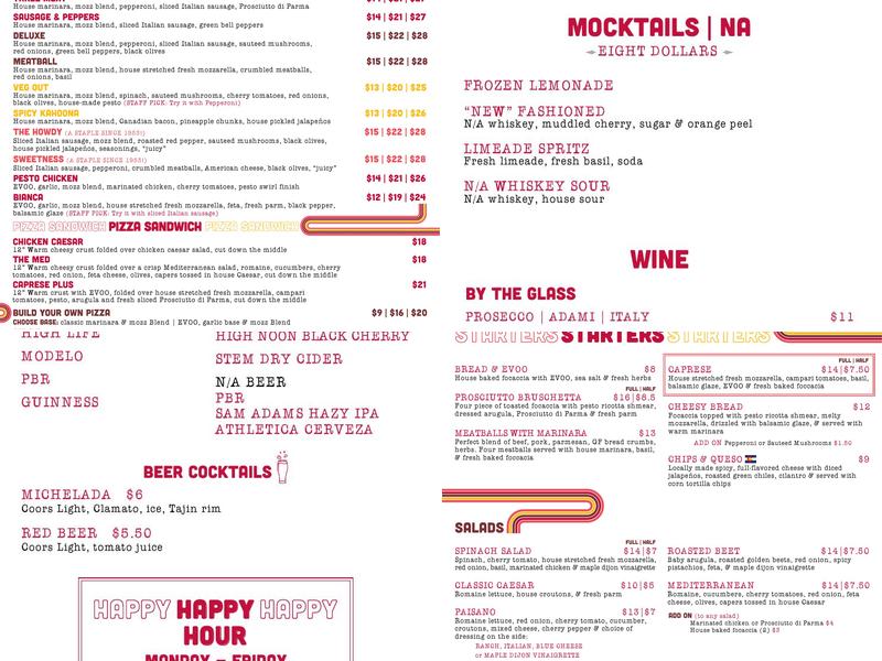 Edgewater Inn Pizza Menu