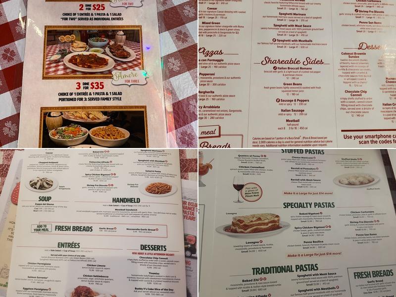 Buca di Beppo Italian Restaurant Menu