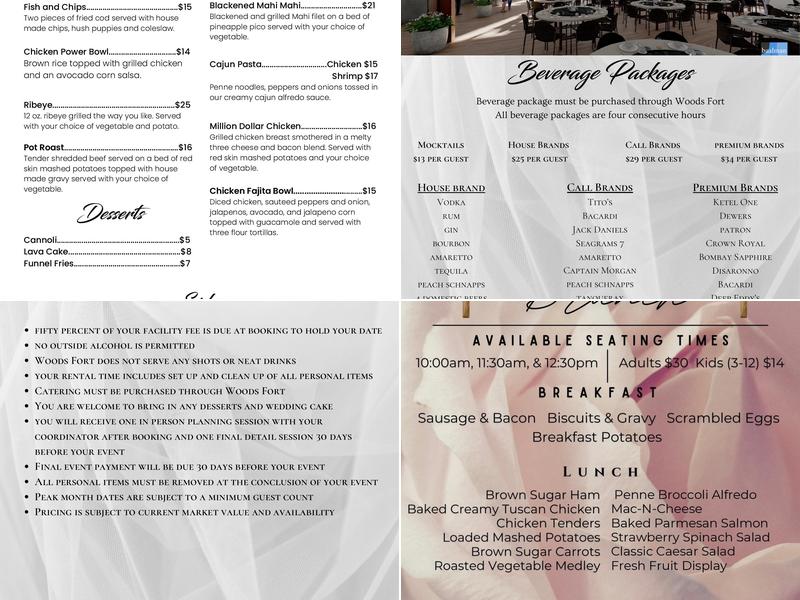 Woods Fort Restaurant & Event Venue Menu