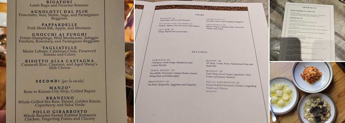 Tavernetta Menu