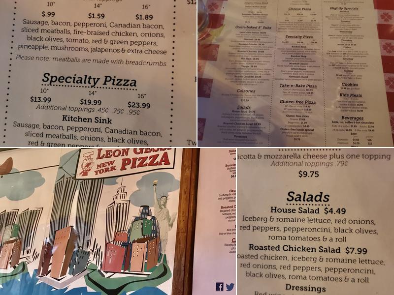 Leon Gessi New York Pizza Menu