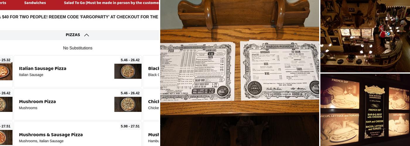 Fargo's Pizza Co. Menu