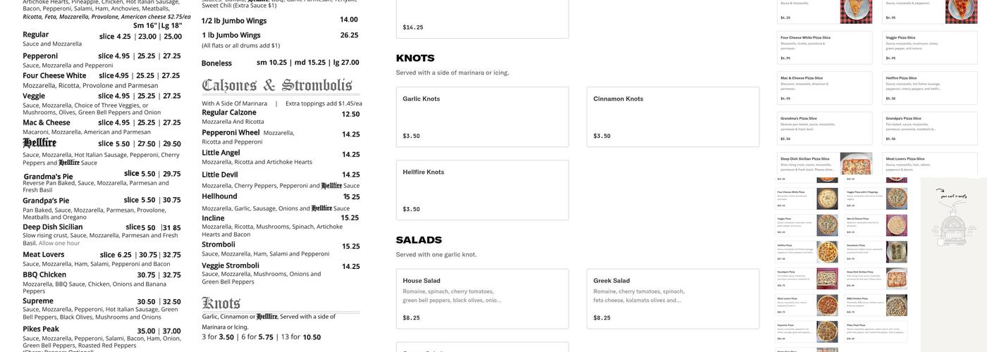 Ruffrano's Hell's Kitchen Pizza Cheyenne Menu