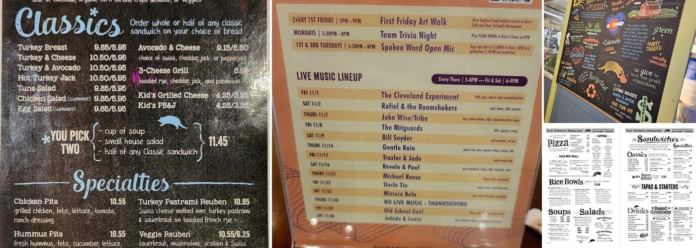 Poor Richard's Restaurant Menu