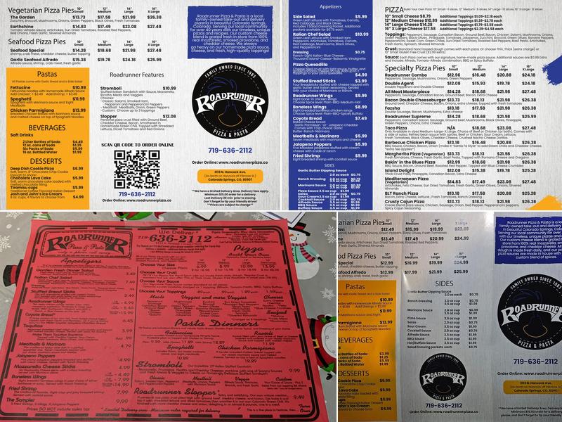 Roadrunner Pizza & Pasta Menu