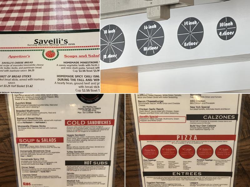 Savelli's Menu