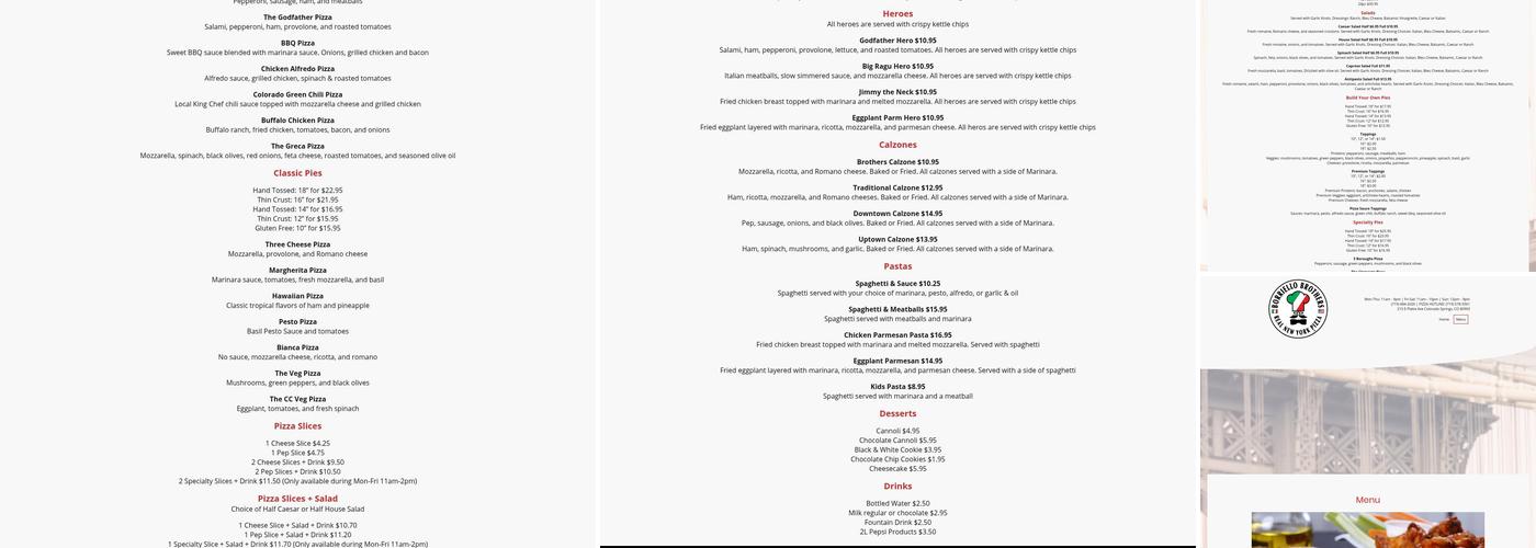 Borriello Brothers Real New York Pizza Menu