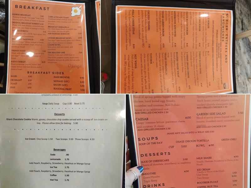 The Osage Café & Mercado Menu