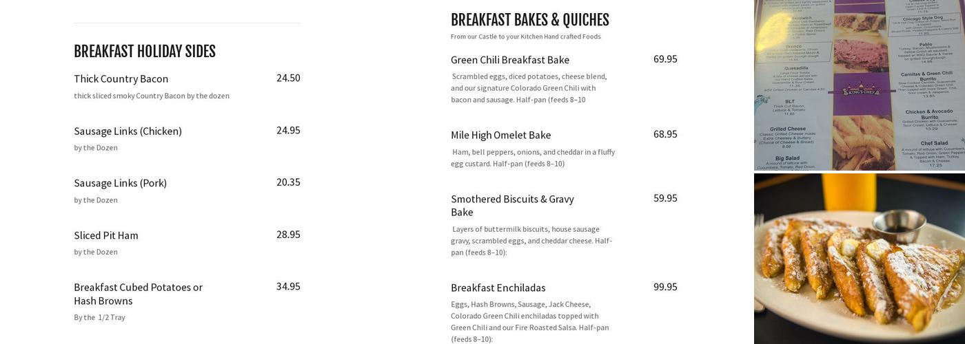 King's Chef Diner Menu
