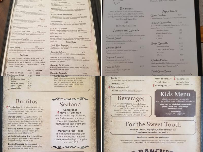 El Ranchito Mexican Restaurant Menu