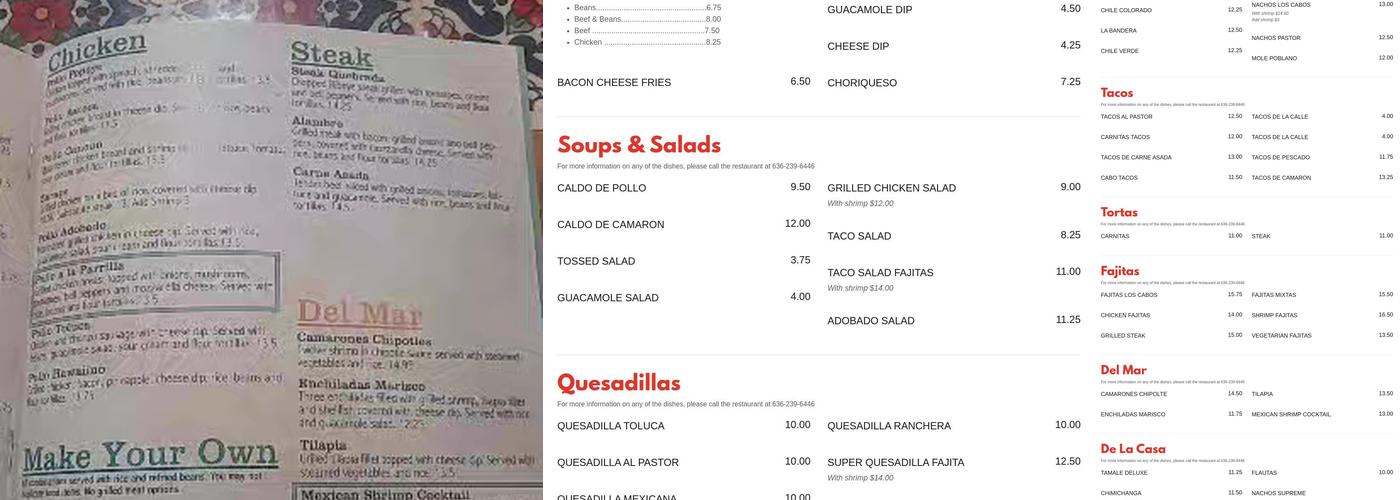 Los Cabos Menu