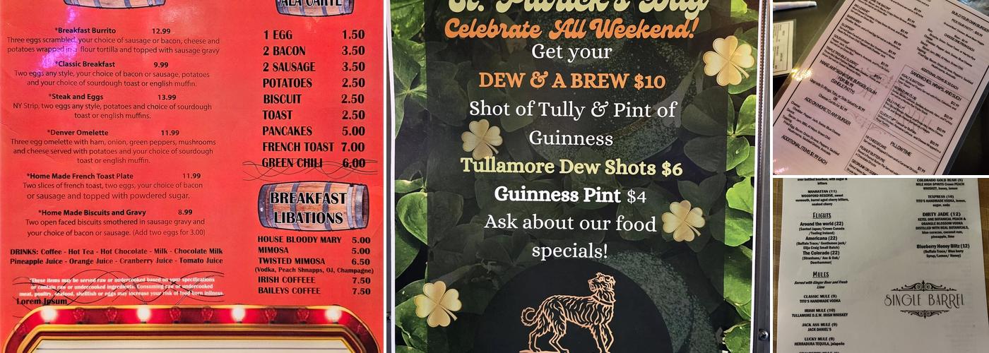 Single Barrel Bar And Grill Menu