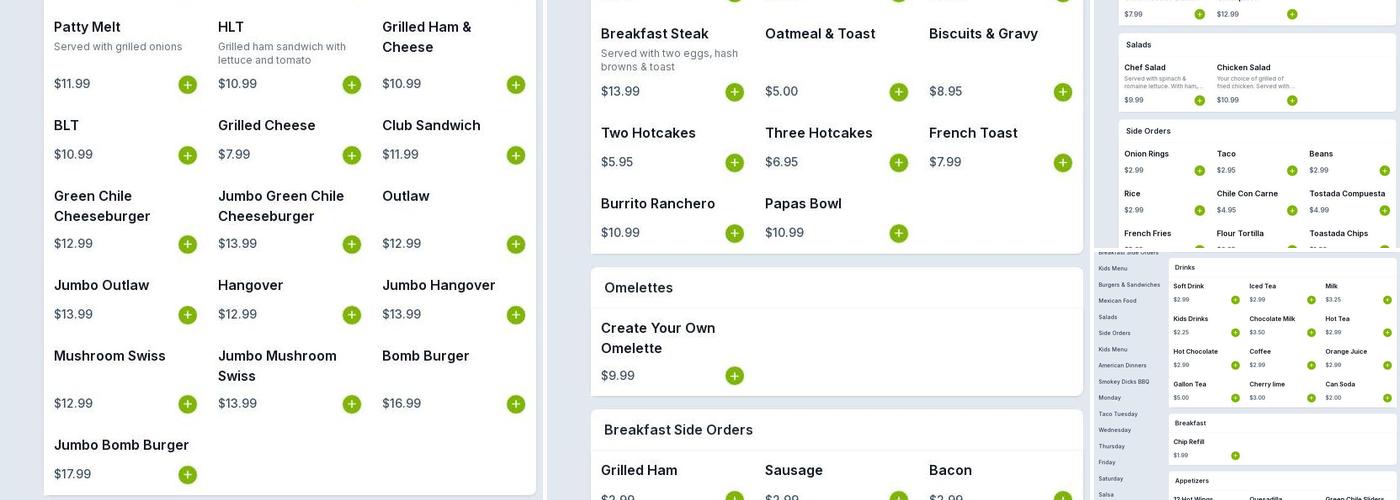 Dick's Cafe Menu