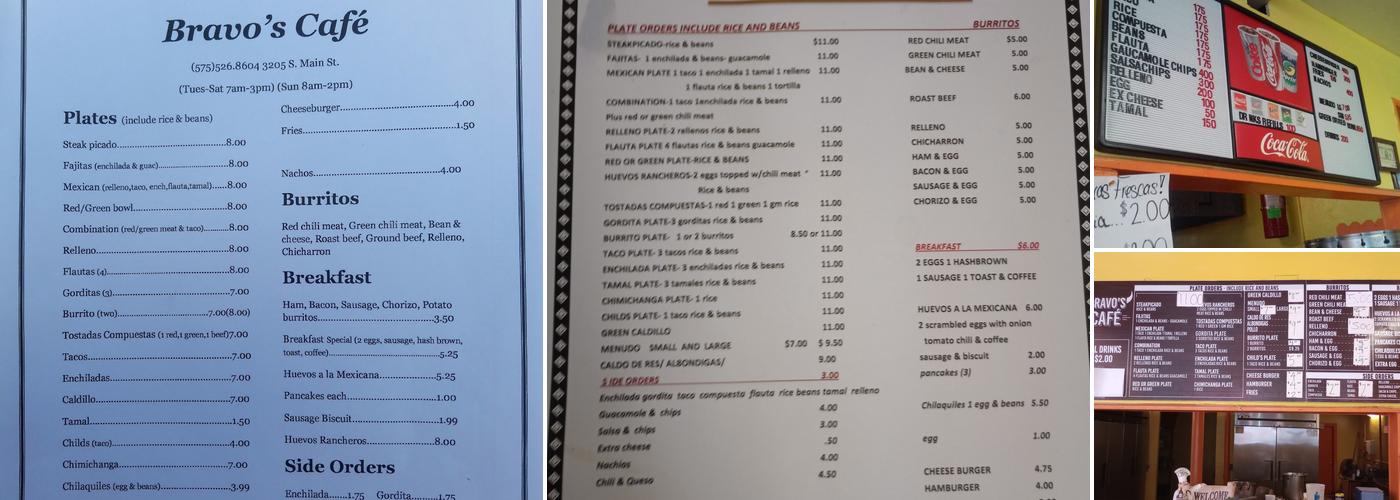 Bravo's Cafe Menu