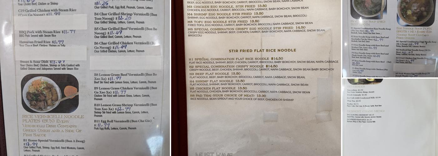 Pho A Dong Restaurant Menu