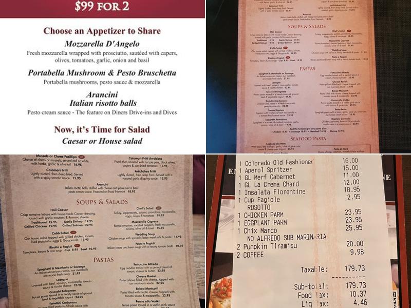 Paravicini's Italian Bistro Menu