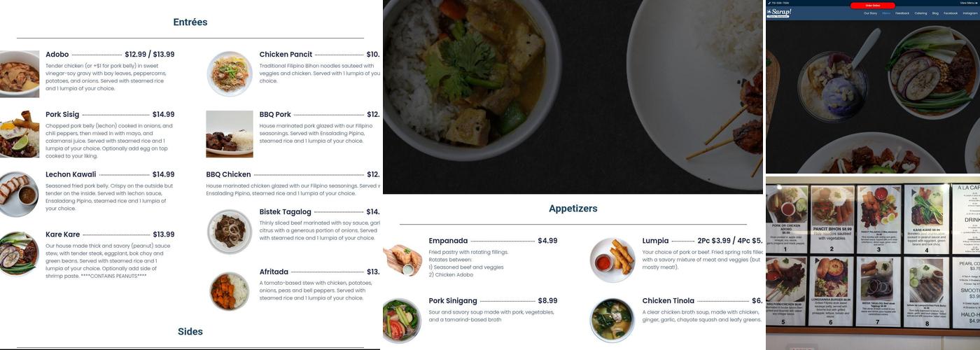 Sarap! Filipino Restaurant Menu
