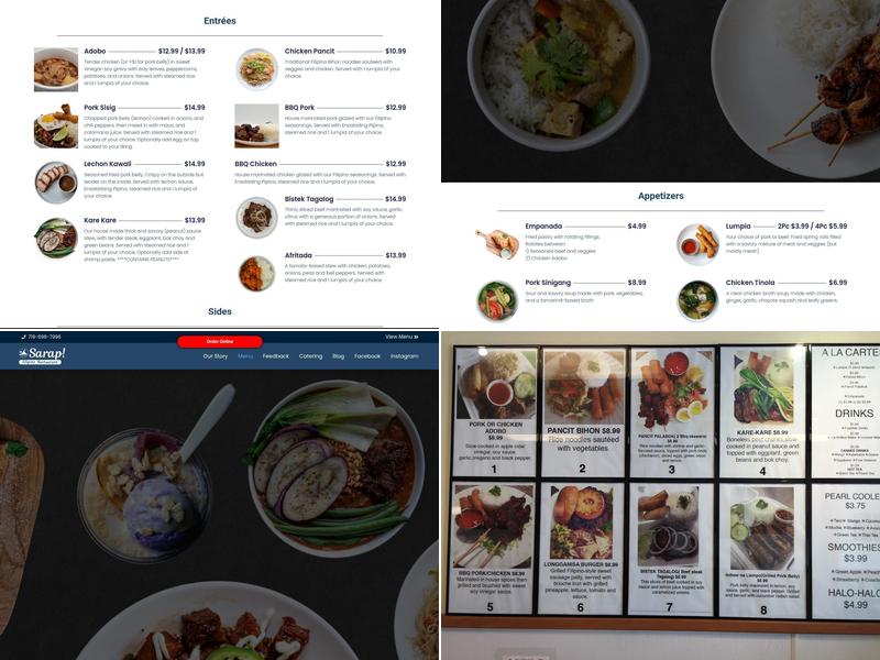Sarap! Filipino Restaurant Menu
