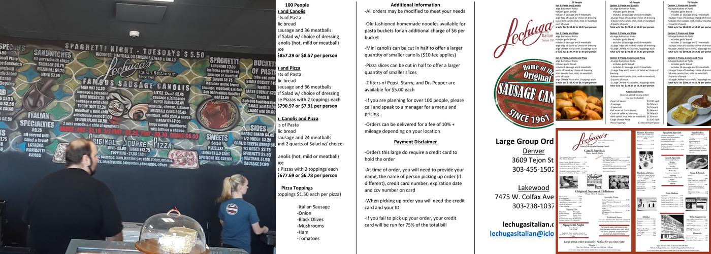 Lechuga's Italian Restaurant Menu