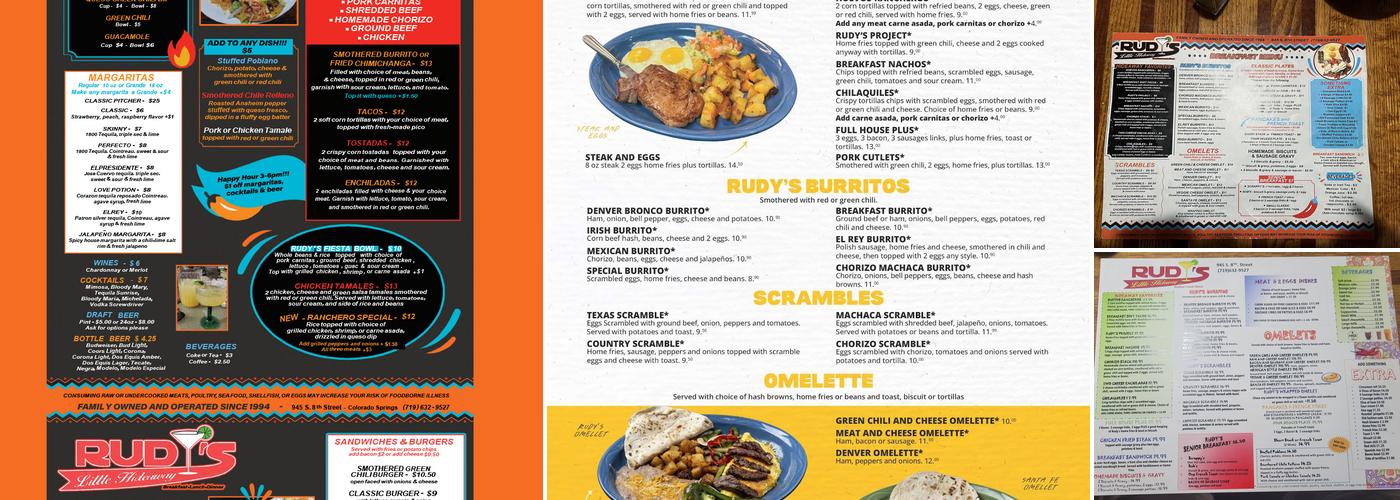 Rudy's Little Hideaway Restaurant Menu