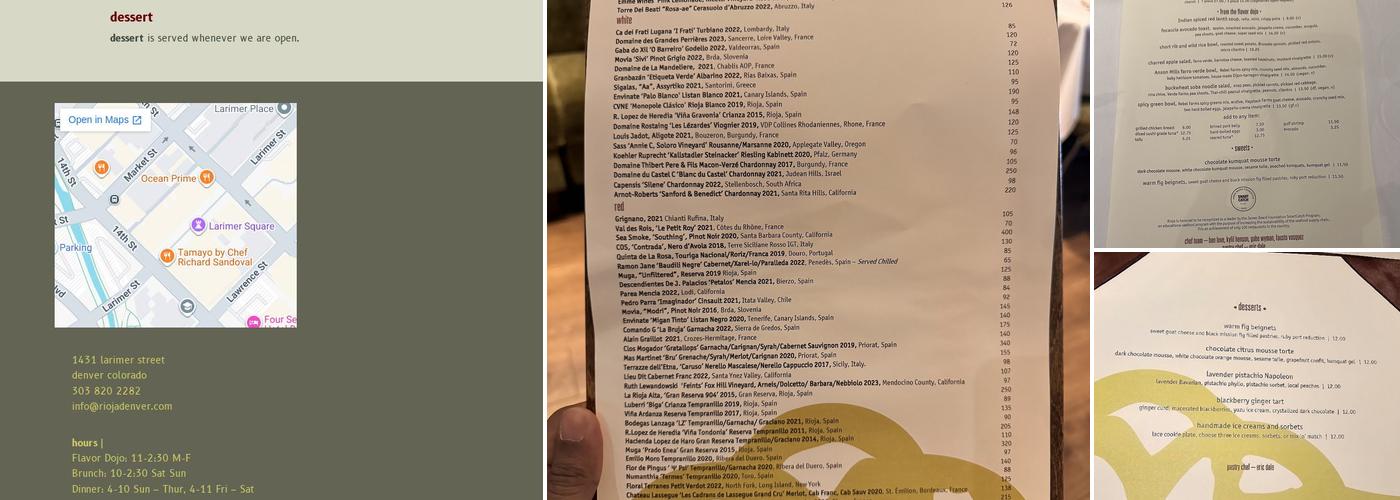 Rioja Menu
