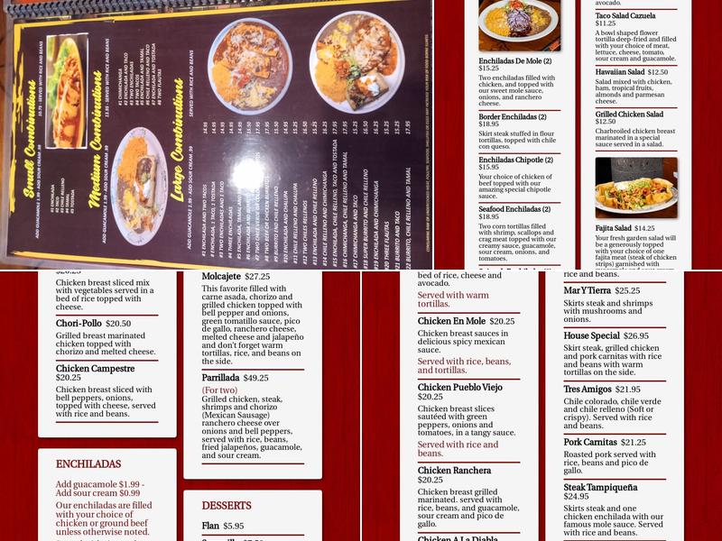 Pueblo Viejo Mexican Restaurant Menu