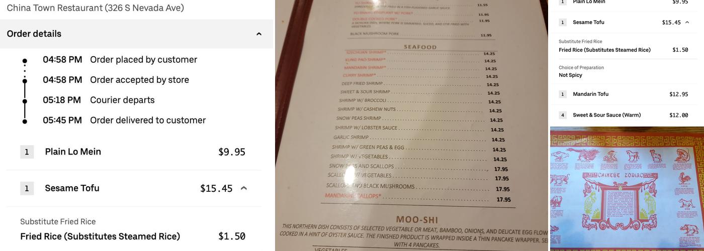 China Town Restaurant Menu