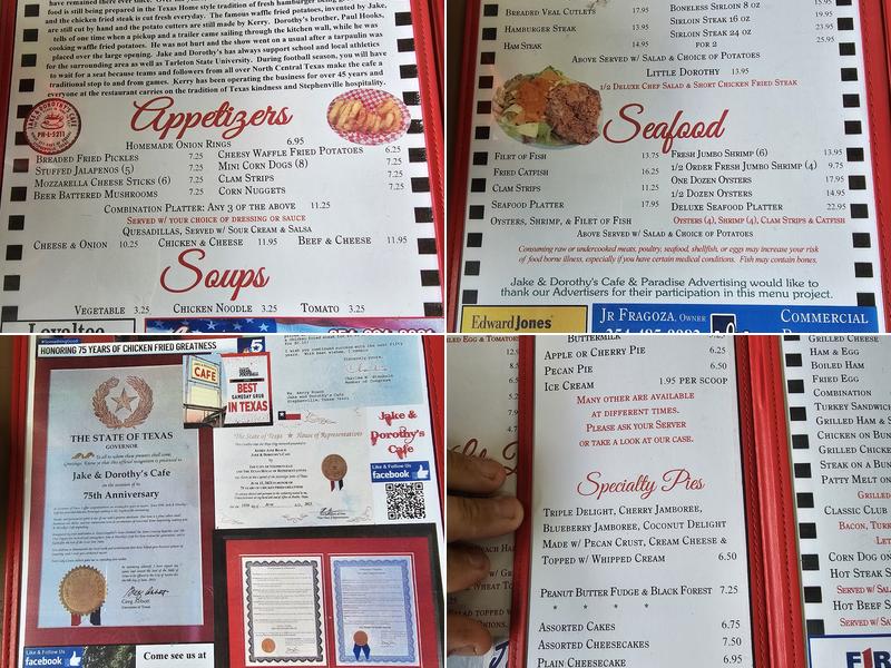 Jake & Dorothy's Cafe Menu