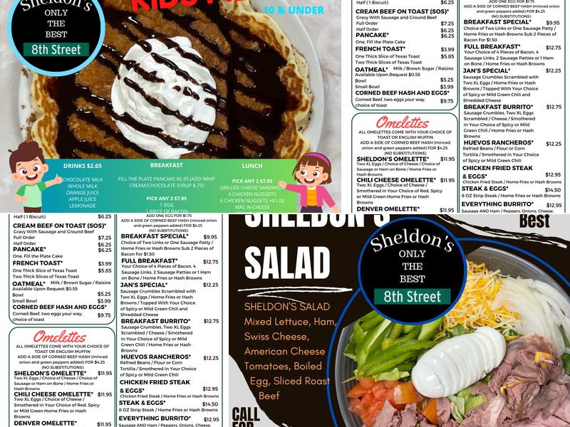 Sheldon's Luncheonette Menu