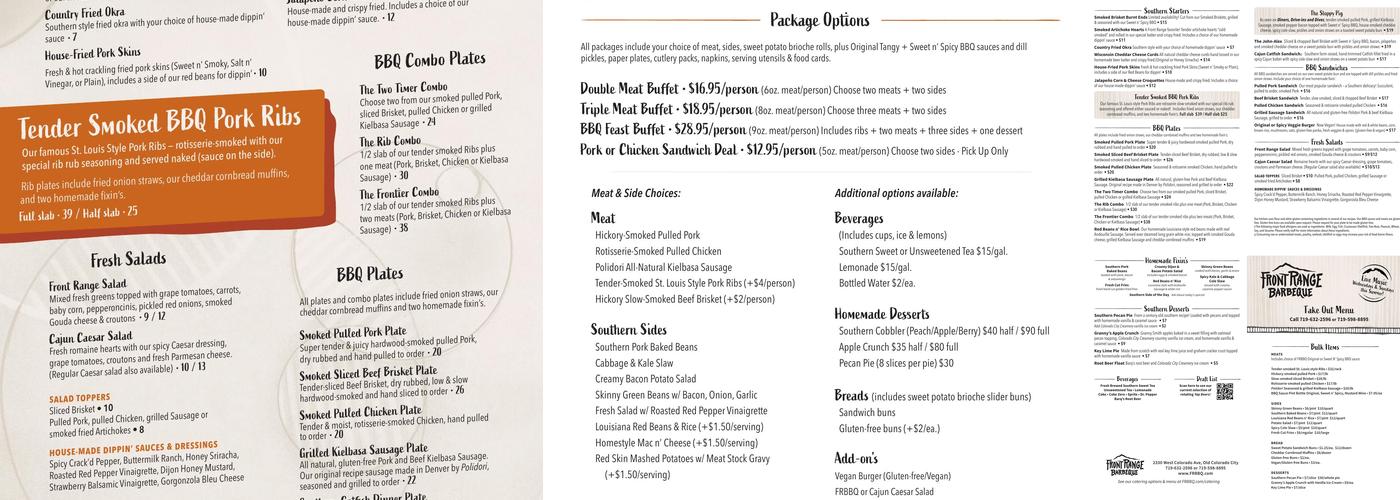 Front Range Barbeque Menu
